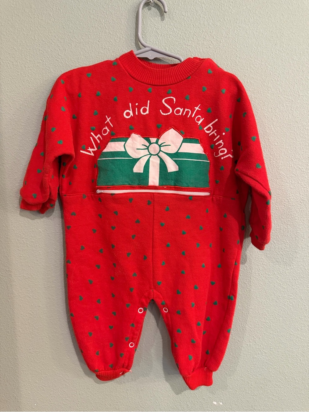Vintage Small Stars Toddler Christmas Hearts Romper Size 24 Months